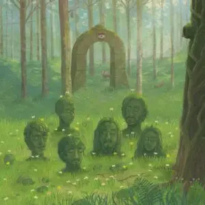 Ingenuo desiderio bosco natura teste animali digital illustrazione Federico Buratti