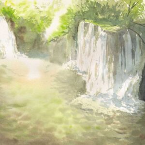 cascata acqua verde natura acquerello Federico Buratti