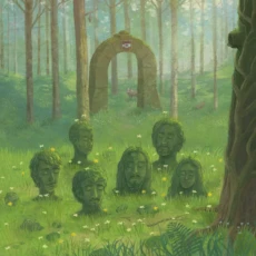 Ingenuo desiderio bosco natura teste animali digital illustrazione Federico Buratti