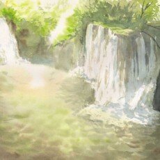 cascata acqua verde natura acquerello Federico Buratti